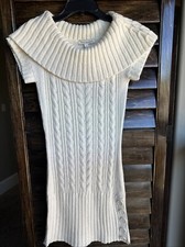 Juniors Knit Slim Sweater Dress Size S Ivory by Poof Excellence