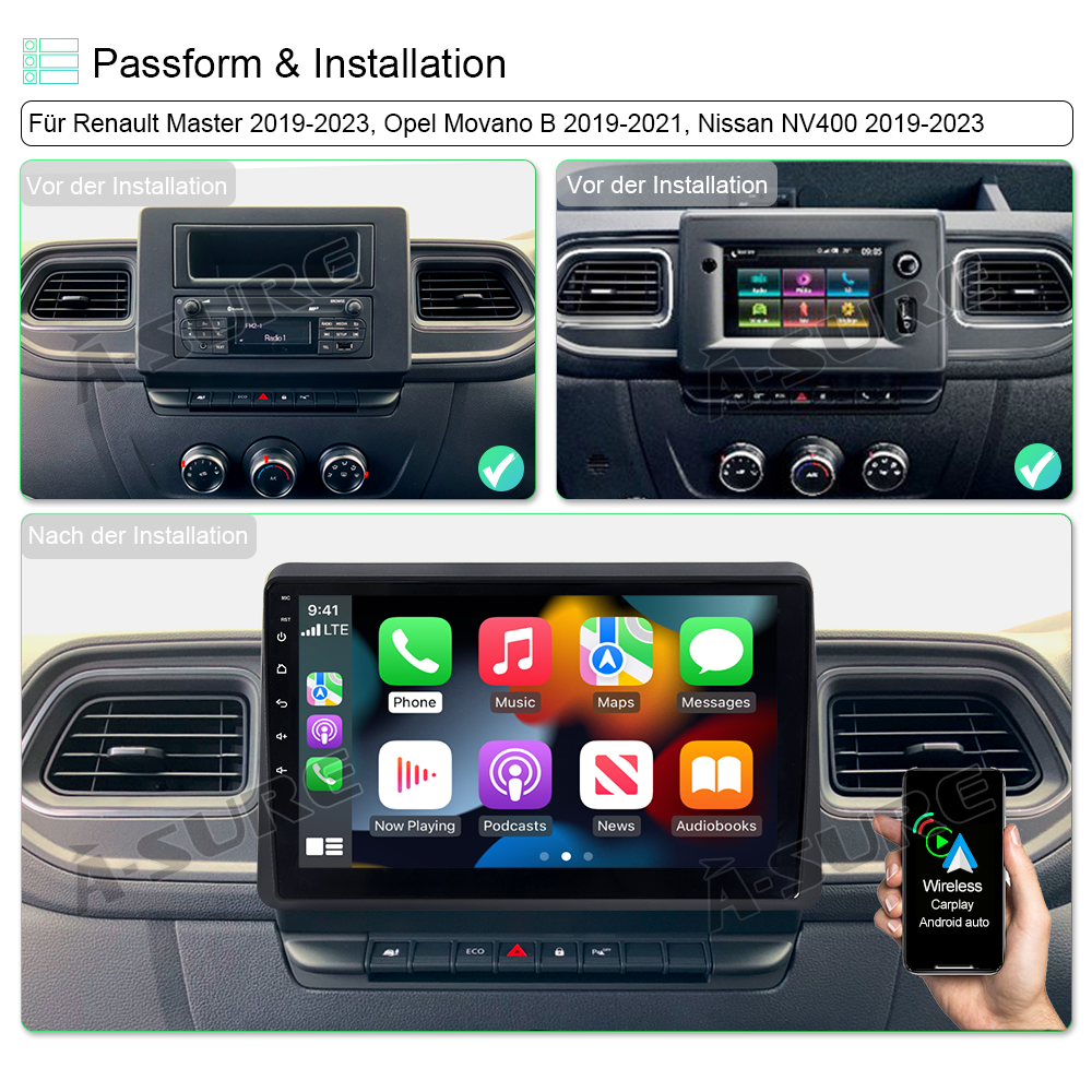 ACAVICA Android 14 Autoradio Für Renault Master - 10.1 Zoll, 4+64GB, CarPlay