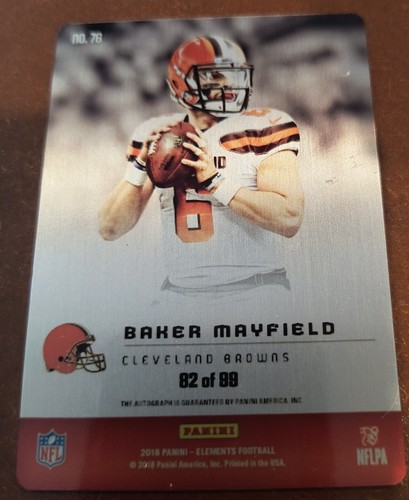 2018 Elements Baker Mayfield Rookie Autograph /99 - Picture 2 of 2