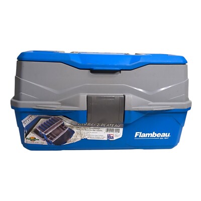 Flambeau 6382TB 2-Tray Classic Tray Tackle Box  Blue/Gray Excellent Never Used