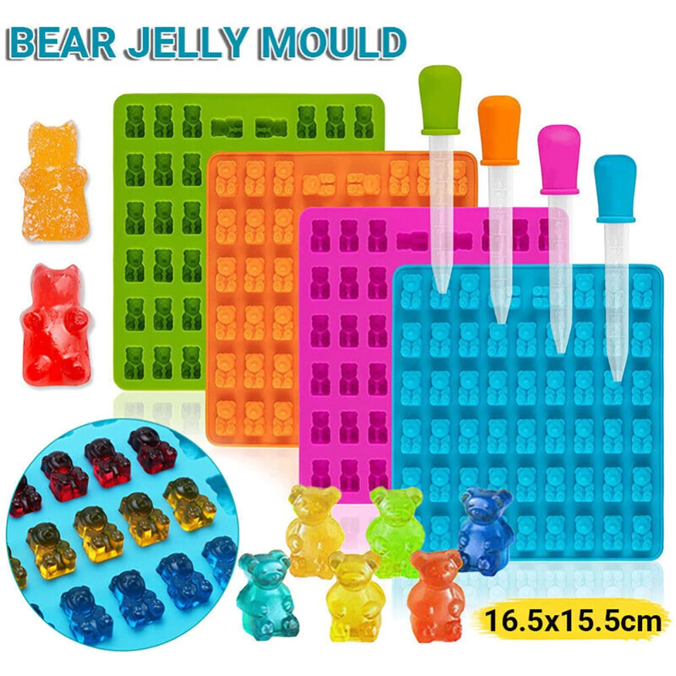 53 Cavity Silicone Gummy Bear Mold Candy Chocolate Jelly Ice Moulds Bakeware AU