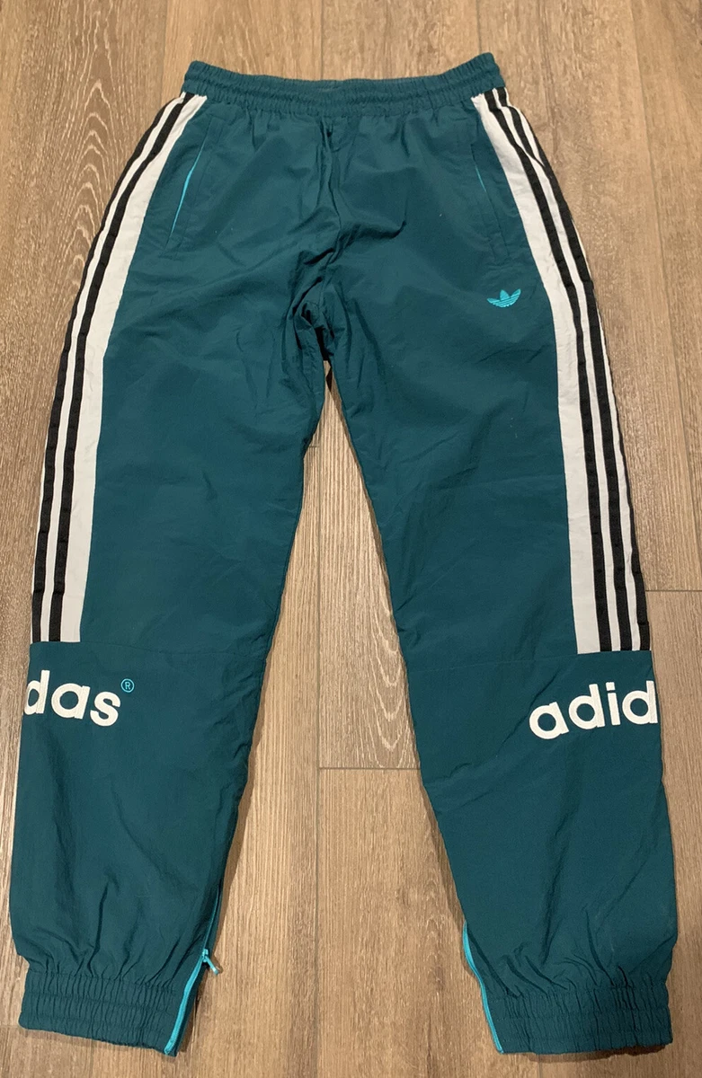 Adidas Vintage Style Retro Track Pants Big Logo Zip Three Stripes Sz M  Trefoil