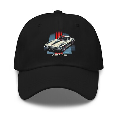 1963 Vette Dad Hat   Vintage Split Window C2 Sting Ray Baseball Cap