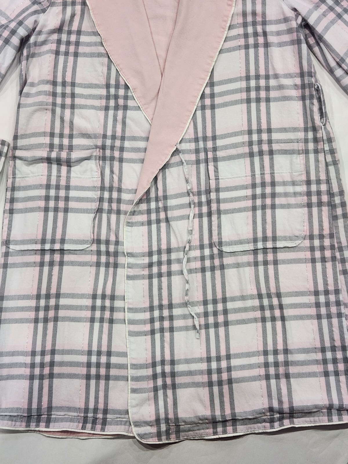 Talbots Robe Medium Two Layer Pink Gray Metallic … - image 8