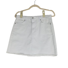 Just Black Denim Mini Skirt Size MP White Raw Edge Hem Made In The USA