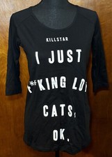 Killstar Cats Ladies Raglan T Shirt XS NWT
