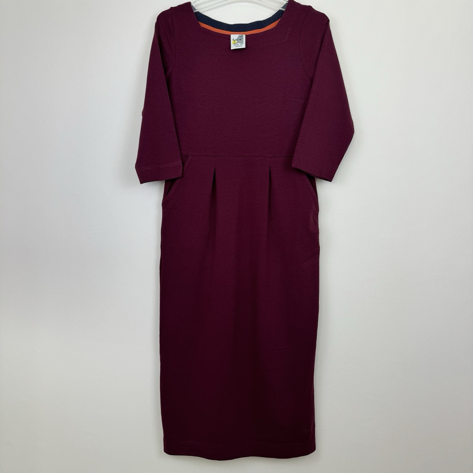 Weird Fish Dress Maeve Burgundy Organic Cotton Mix Stretch Jersey Size 8