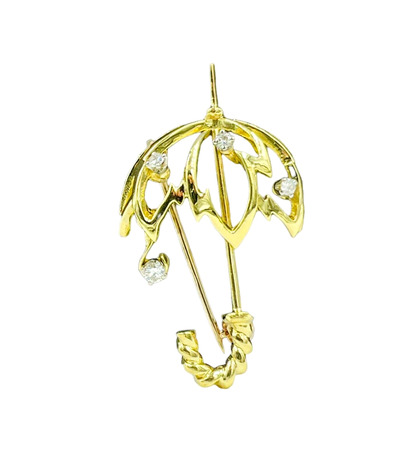 Vintage Kurt Wayne Umbrella Diamond Brooch Pin 18… - image 6