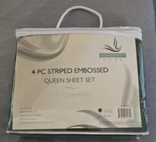 Serenity Home Soft Essentials  4 pc Striped Embossed Queen Sheet Set Microfiber