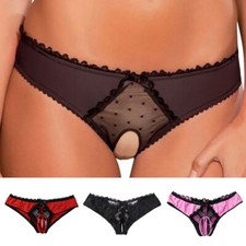 Womens Sexy Thong Open Crotch Crotchless Lace G-string Briefs Panties Underwear