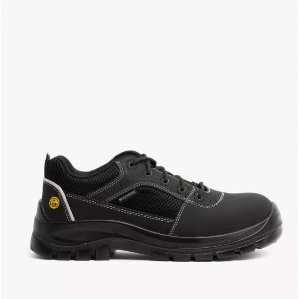 Skechers Work TROPHUS Mens Steel Toe Lace Up Trainer Style Safety Shoes Black