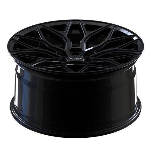 SET (4) OS WHEELS Si01 21x9 5x112 +30 Gloss Black Audi A6 S6 A7 S7 A8 Benz S550 - Picture 2 of 3