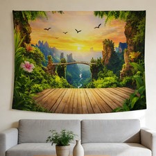 Mountain Bridge Tapestry - Scenic Style for H...