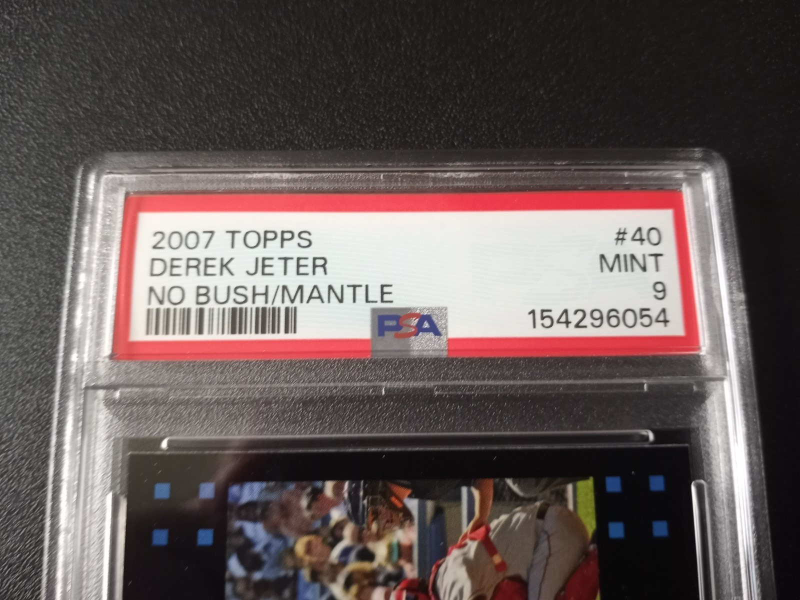 2007 Topps #40 Derek Jeter New York Yankees PSA 9 Mint No George Bush Or Mantle view 3