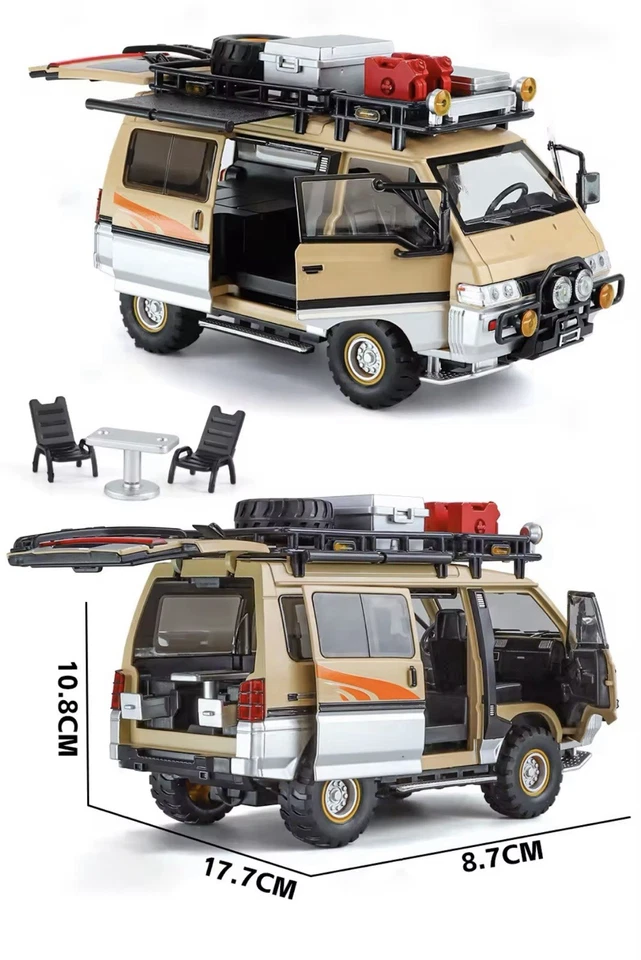 Casa rodante Mitsubishi Delica Mini todo terreno 4x4 - amarillo - accesorios - escala 1:24 Foto 4 de 4