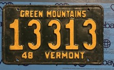LICENSE PLATES  Vermont 1948 13313 nice number