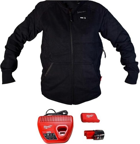 Men's Large M12 12-Volt Lithium-Ion Cordless Black Heated Jacket Hoodie Kit