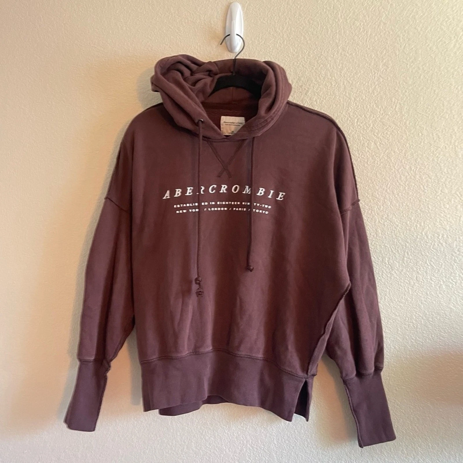 Abercrombie and Fitch Brown Hoodie Graphic Sweatshirt Oversized Womens Size XS