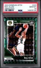2024 Donruss Optic Ray Allen Legends Green Fotl Prizm /14 Psa 10 Gem MT Pop 2