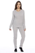 95862-Grey-XL Women's Thermal Underwear Pajamas Set Base Layer Thermals