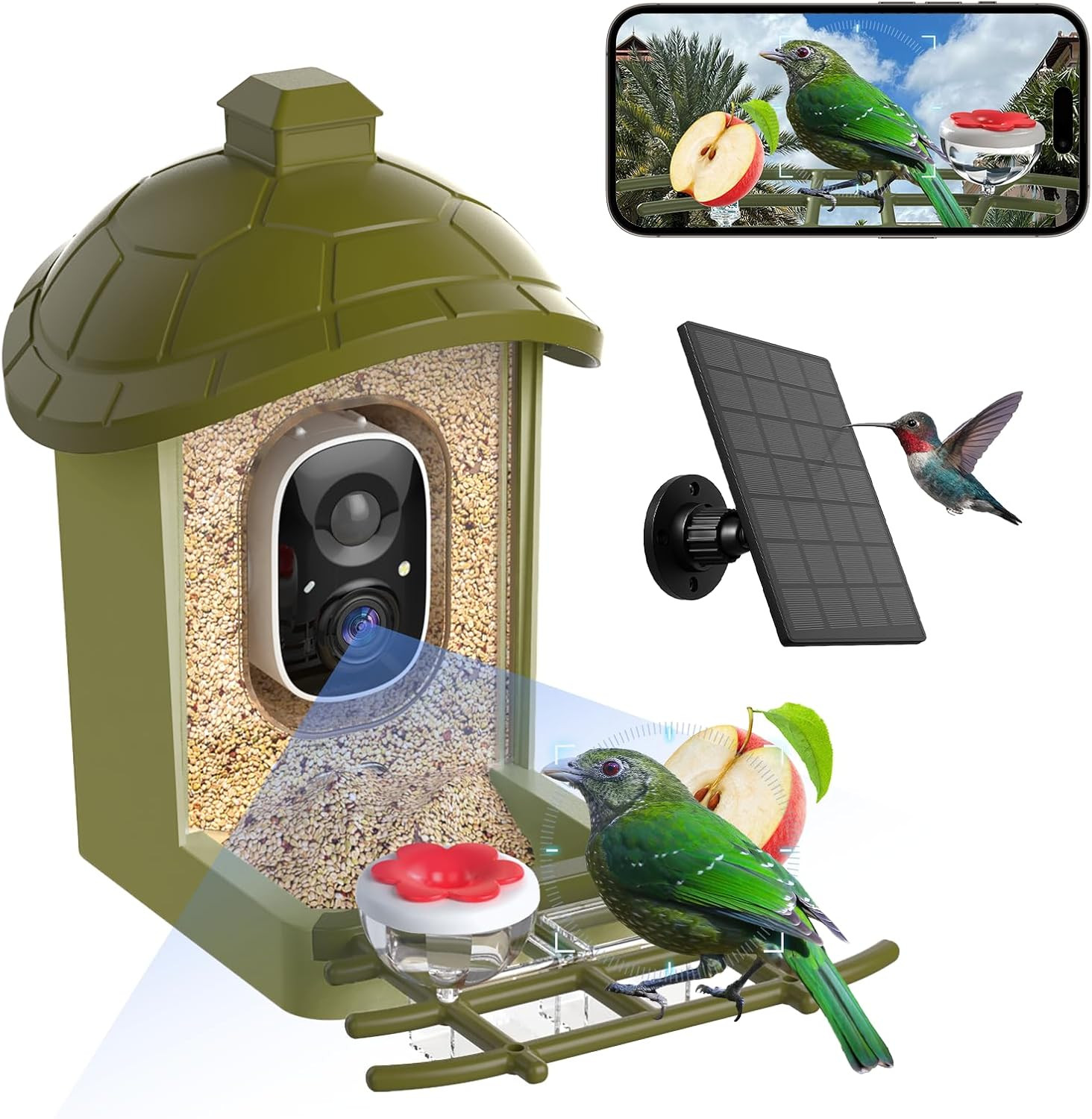 Smart Bird Feeder with Camera, Bird Feeder Camera 2K HD Record Video Live View w