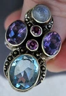 New ListingNicky Butler Designer 925 Sterling Silver Moonstone Amethyst Topaz 8 Bling* Ring