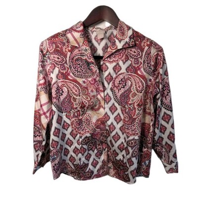 Chico s Women's Blouse No-Iron 100% Cotton Shirt Tunic Size Petite Medium 1P PM
