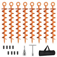 Ground Anchor Screw in, 8 Pack Spiral Trampoline Anchors with Nut and Tool Sw...