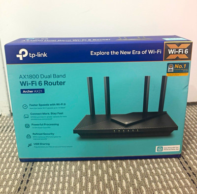 TP-LINK Archer AX21 AX1800 Wi-Fi 6 Dual-Band Router 4 LAN USB Sharing