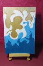 Sindy Fuhr Acrylic Painting 4x6 Inch Fire Abstract Pop Art Title Blue Flame