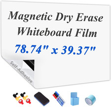 Self-Adhesive Dry Erase Whiteboard Sticker, 78.74" X 39.37" Magnetic Receptive W