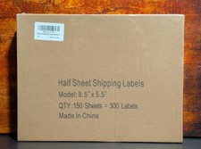 Half Sheet 8.5 x 5.5 Blank Self Adhesive Shipping Labels - 300 Labels - NEW