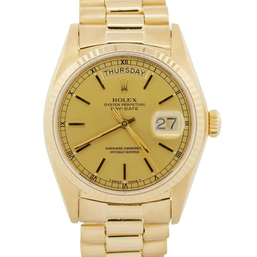 VINTAGE 1978 Rolex Day-Date President CHAMPAGNE 36mm 18K Yellow Gold 18038 Watch