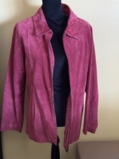 Ladies Centigrade Red Suede /Leather Jacket M Front Zipper Collared Pockets