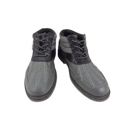 Hawke & Co Drake Mens Black Grey Faux Leather Quilted Ankle Boots Size 8