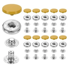 20 Set Snap Fasteners, 15mm #831 Zinc Alloy Press Studs Buttons, Dark Khaki