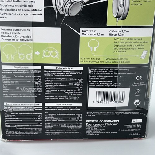 Pioneer SE-MJ511-W Street Move Wired Headphones (Over The Ear)- White - (Sealed) - Picture 7 of 11