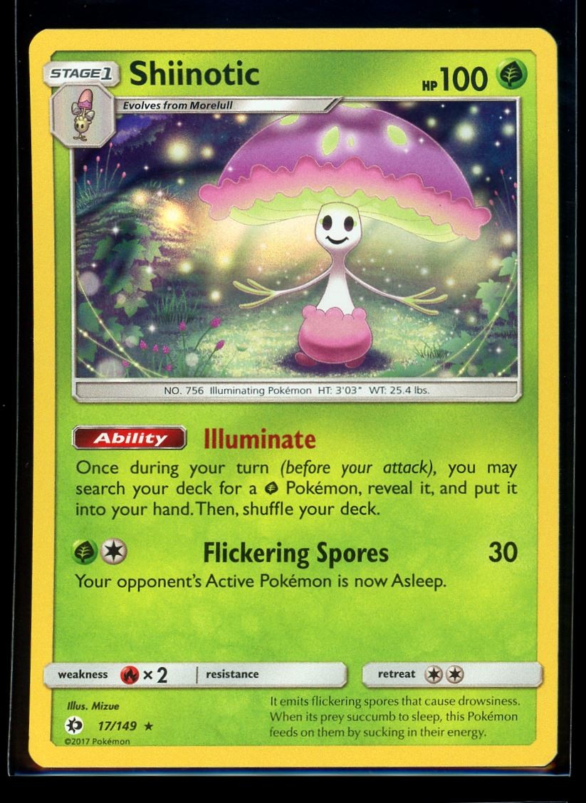 2017 Sun & Moon Shiinotic #17 Holo Rare Pokemon Card