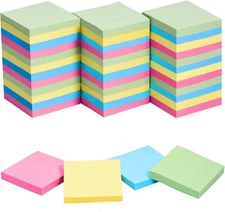 HappyHapi Sticky Notes 3x3 Inches Bulk 36 Pack 3600 4 color-36 pads, Pastel 