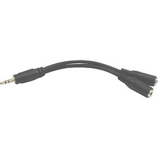 Livewire Headphone Splitter 3.5 mm TRS Male to 3.5 mm TRS Female Black 6 in.