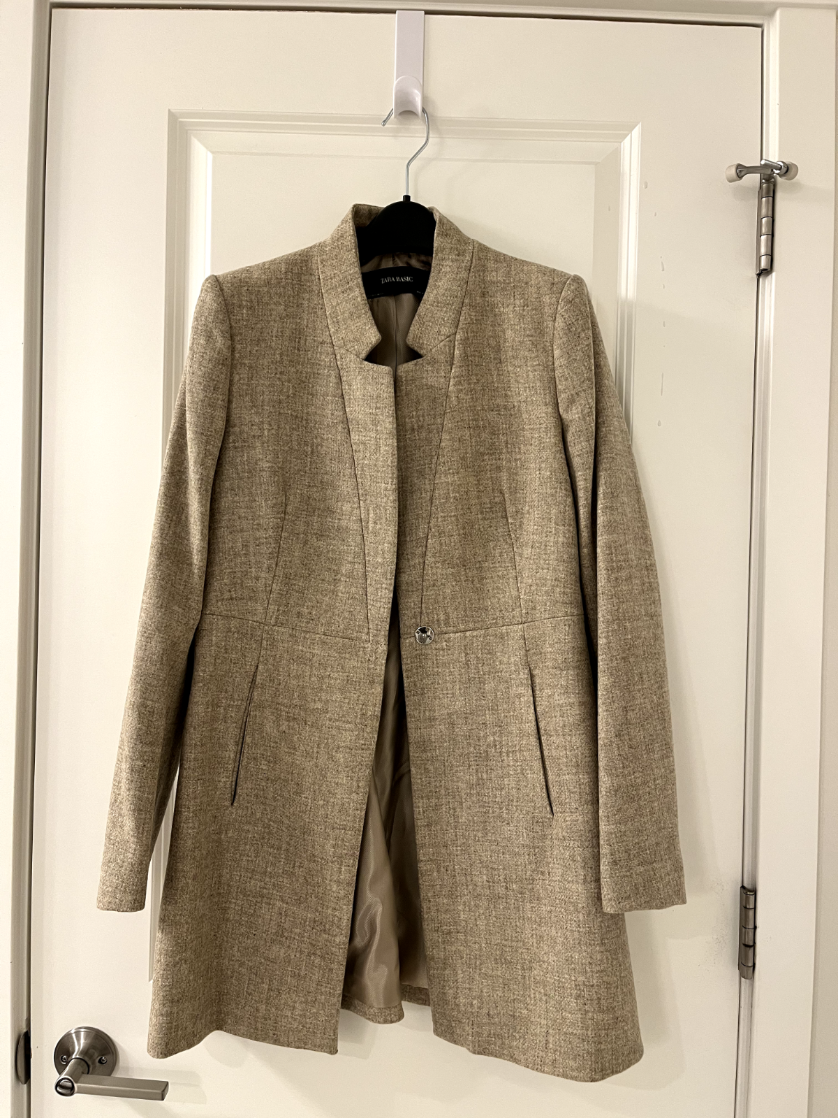 ZARA GSAND100% WOOL INVERTED LAPEL COLLAR FROCK COAT SIZE XS