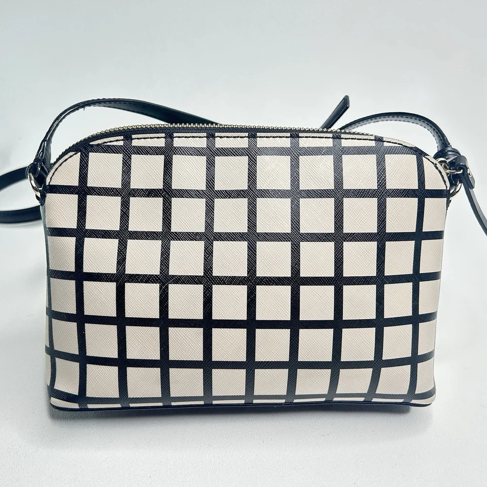 Kate Spade Brightwater Drive Hanna Crossbody Bag Black Cream Windowpane - Image 2 of 4