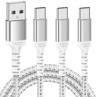 3-Pack Fast Charging USB-C Cable for iPhone 15 Pro/Max, 6Ft