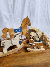 Vintage Wooden Wood Rocking Horse Lot Of 4 Nursery Decor Decoration