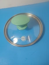 GreenPan Glass Lid with , 5.75" 6"?Lid Torquise Color Handle Steel Edge