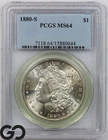 1880-S Morgan Silver Dollar Coin, PCGS MS-64 ** Lustrous White Blazer!