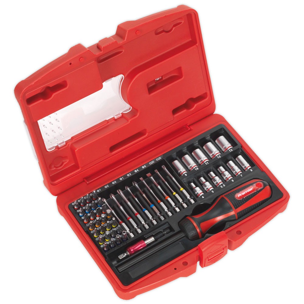 Sealey Fine Tooth Ratchet Screwdriver & Accessory Set 51pc