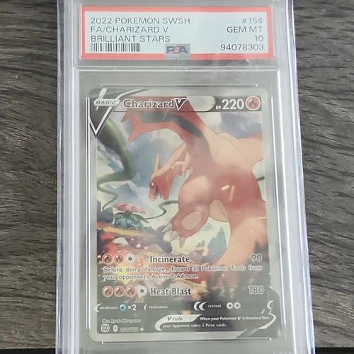 Pokémon Charizard V 154/172 Brilliant Stars Full Art Ultra Rare Holo PSA 10