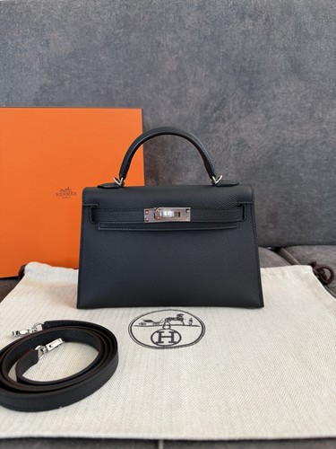 Hermès Mini Kelly II 20 Epsom Noir Black PHW K Stamp 2025 Pristine 10/10