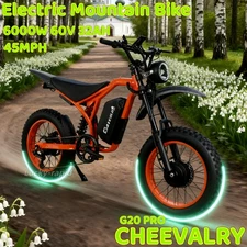 Cheevalry G20 Pro 6000W Electric Bike 60V 32AH 20" Mountain E-bike OffRoad 45MPH